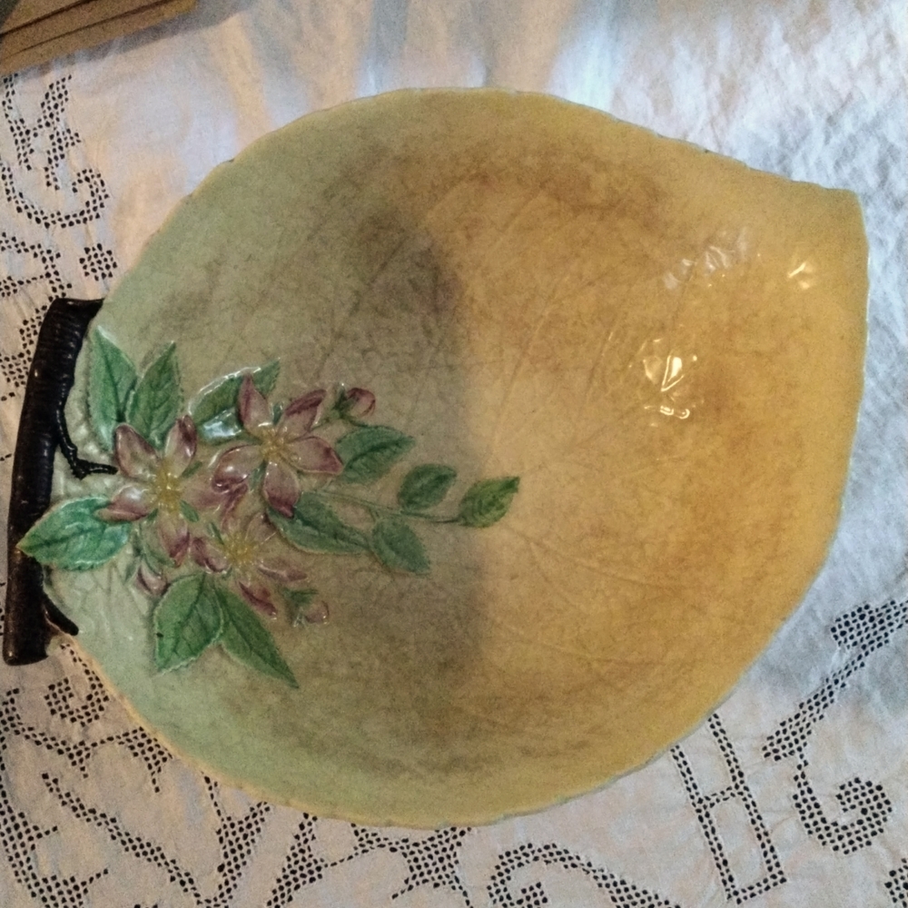Carlton Ware MCM green apple blossom footed bowl